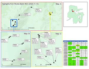 General Location Map of Samples Collected from this Batch of 17 Rock Samples