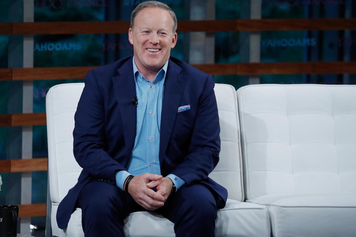 Sean Spicer speaks during the 2018 Yahoo Finance All Markets Summit on 20 September, 2018 in New York City: John Lamparski/Getty Images