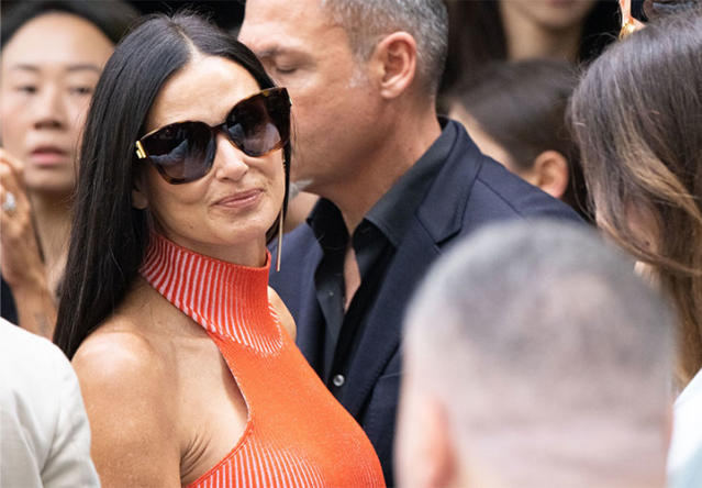 Demi Moore, 60, Shines At Milan Fashion Week In A Chic Coral Halter Top And  Matching Midi Skirt - SHEfinds