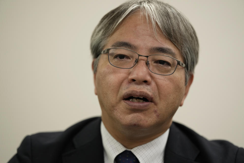 Junichi Matsumoto, an official of Tokyo Electric Power Company Holdings (TEPCO), speaks in an interview with The Associated Press at the TEPCO headquarters in Tokyo, Friday, July 28, 2023. Matsumoto, a top official in charge of the Fukushima Daiichi nuclear power plant said an upcoming release of treated radioactive water into the sea more than 12 years after the meltdown disaster marks “a milestone,” but it's still an initial step of the daunting task of the decades-long decommissioning process that still remain. (AP Photo/Hiro Komae)