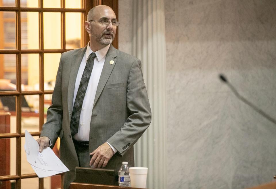 Stephen Bartels, Indiana Republican Representative, during the final scheduled day of the legislative session, Indiana Statehouse, Indianapolis, Wednesday, April 24, 2019. 