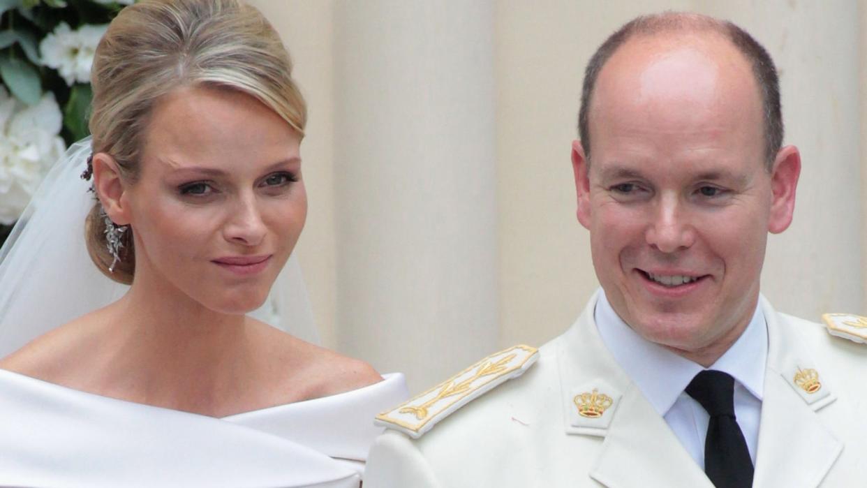 Prince Albert II of Monaco and Princess Charlene of Monaco at their religious wedding ceremony