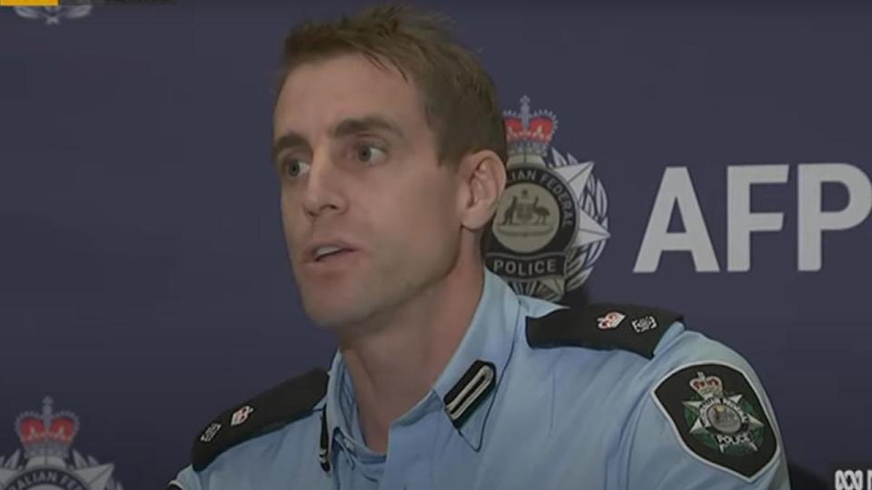 AFP Detective Superintendent Adrian Telfer speaks to the media. Picture: Supplied / ABC