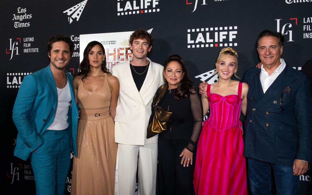 Actors (from L) Diego Boneta, Adria Arjona, Casey Thomas Brown, Gloria Estefan, Chloe Fineman and Andy Garcia attend the 2022 Los Angeles Latino International Film Festival (LALIFF) closing night screening of 