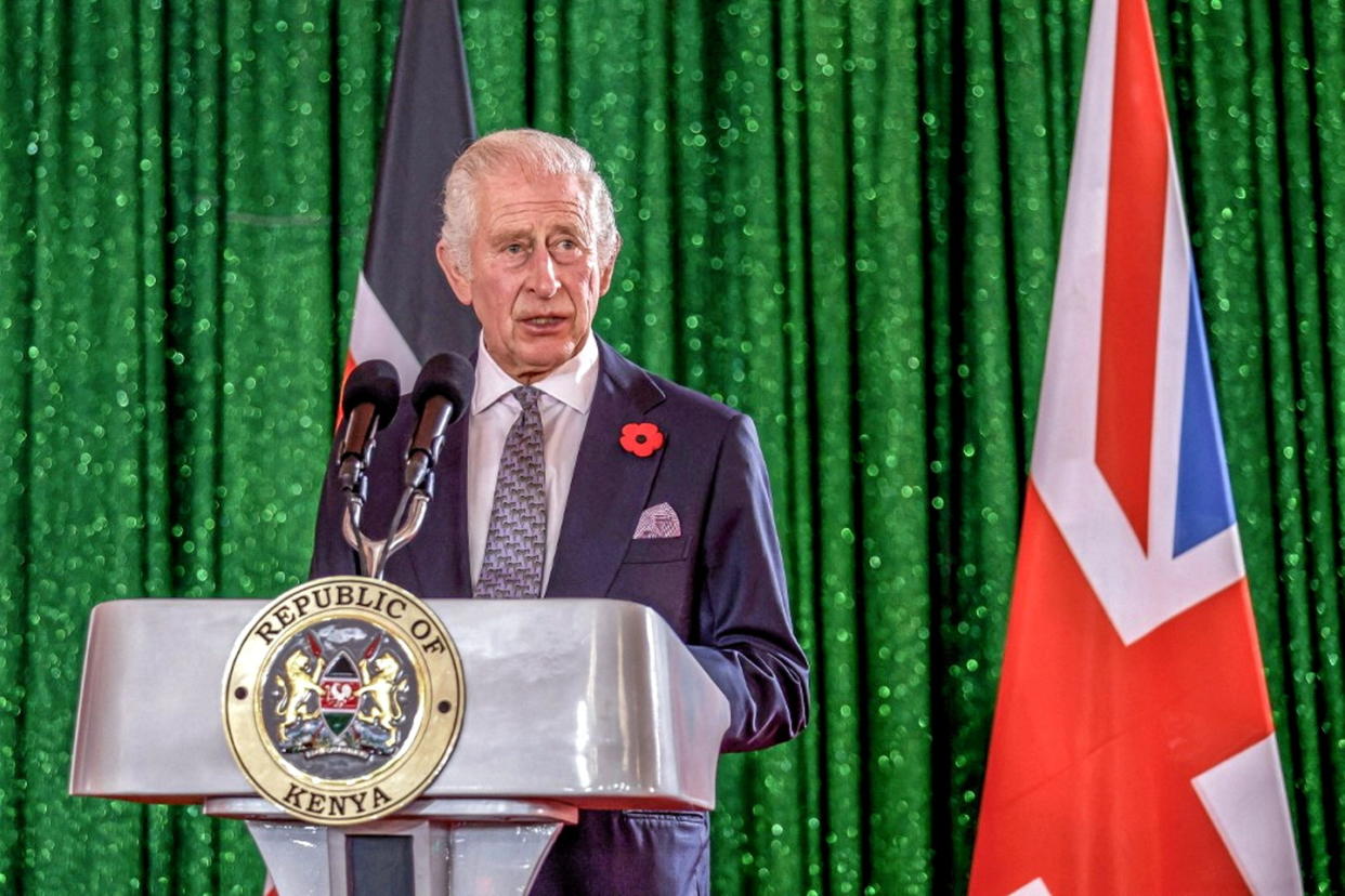 Charles III  s'est exprimé à Nairobi le 31 octobre.  - Credit:LUIS TATO / POOL / AFP