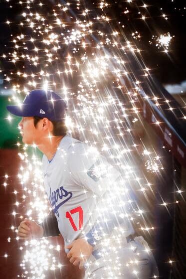 Shohei Ohtani #17 of the Los Angeles Dodgers takes the field prior to the 2024 Seoul Series game