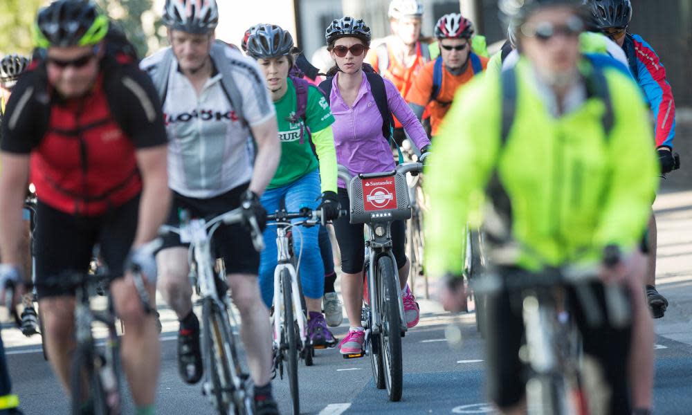 Cyclists on a section of the ‘cycle superhighway 8’ in London