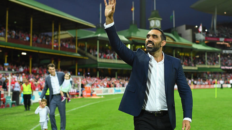 Adam Goodes retired from the AFL in 2015, after he was relentlessly booed by fans for more than 18 months over his public stand against racism.  (Photo by Cameron Spencer/Getty Images)