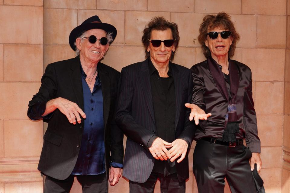 Keith Richards, Ronnie Wood and Mick Jagger at the Rolling Stones Hackney Diamonds launch event (PA Wire)