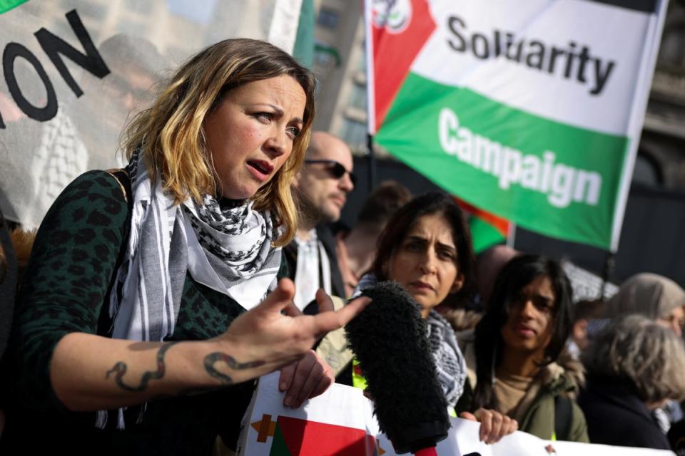 Charlotte Church said she joined the protest to ‘show solidarity with the people of Palestine for all that they are suffering through’ (Reuters)