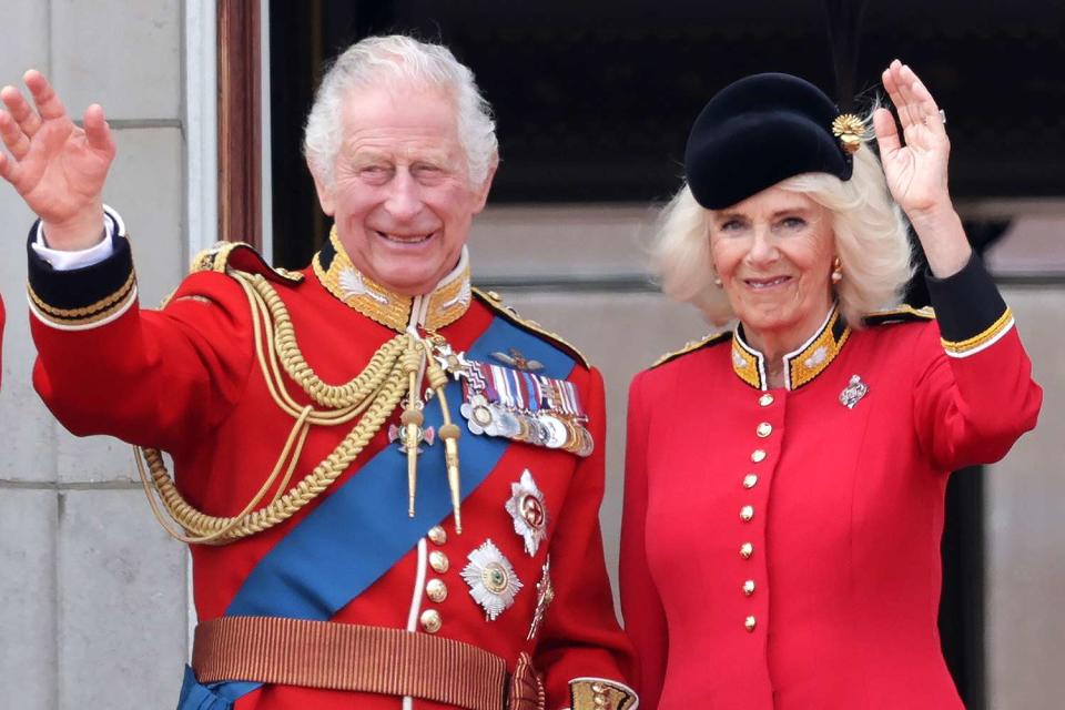 <p>Chris Jackson/Getty Images</p> King Charles and Queen Camilla at Trooping the Colour on June 17, 2023