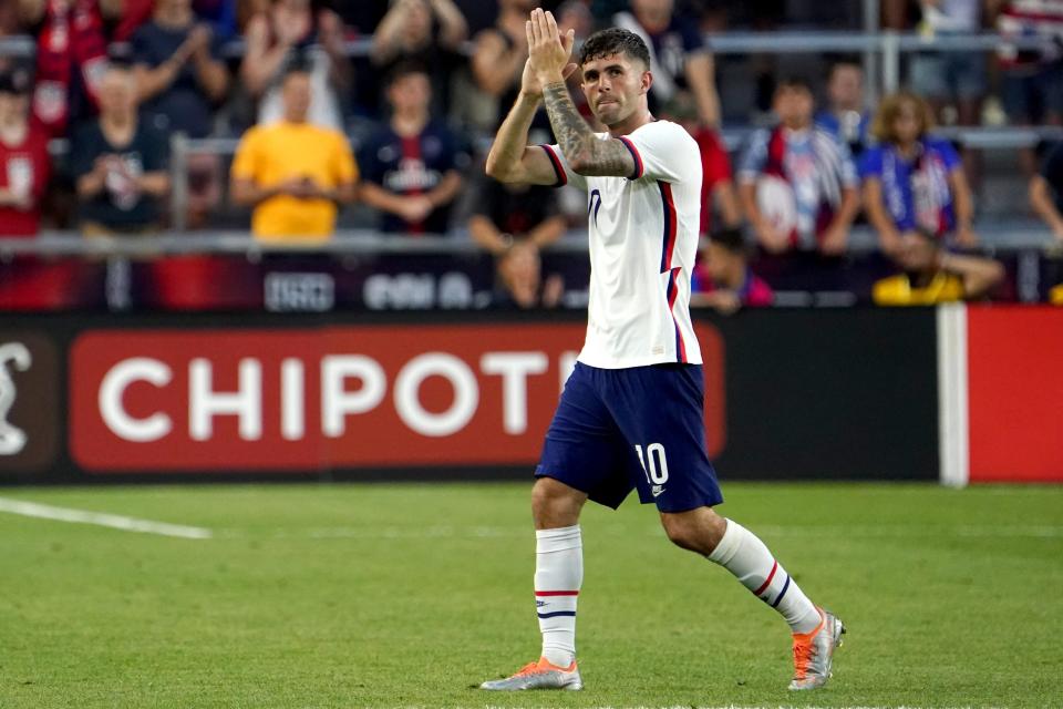 Christian Pulisic in a game against Morocco at TQL Stadium in Cincinnati.