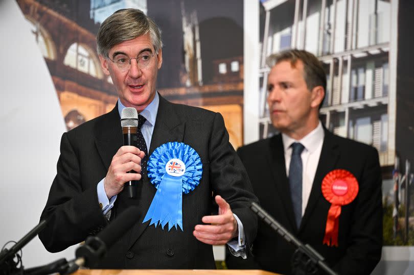 Jacob Rees-Mogg speaks after losing the North East Somerset Constituency seat to Labour