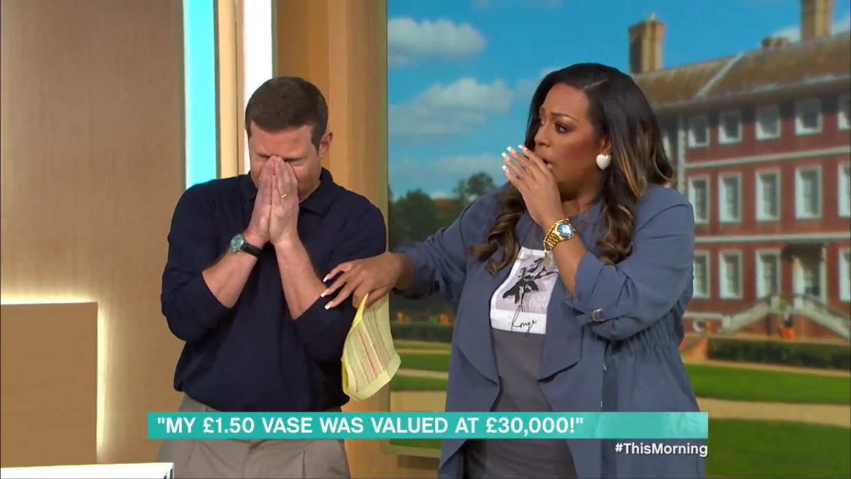 Alison Hammond said her heart was racing after Dermot O'Leary's April Fools prank on This Morning. (ITV)