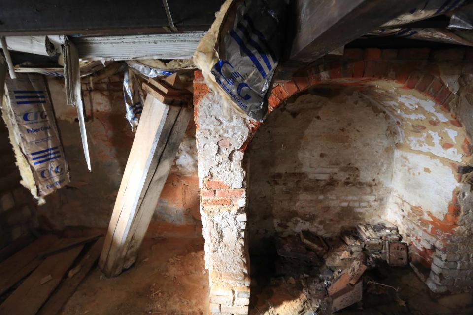 A believed whipping post rest in the basement of the Clearfield House, on the grounds of James T. Vaughn Correctional Center in Smyrna. It is known by prison staff as the Warden's House. Built in the 1700s, the crumbling structure is listed on the National Historic Register of Places. Officials are looking into razing the home.