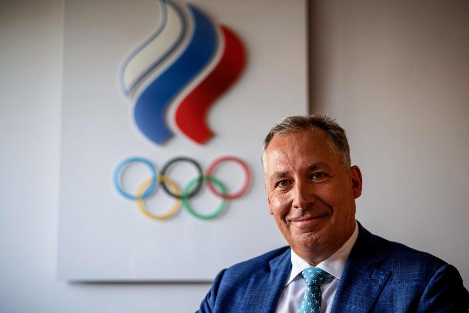 Russia Olympic Committee head Stanislav Pozdnyakov during an AFP interview in June 2021.