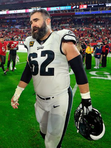 <p>Mike Ehrmann/Getty</p> Kelce has visited the Philadelphia Eagles' building "every day" since retiring