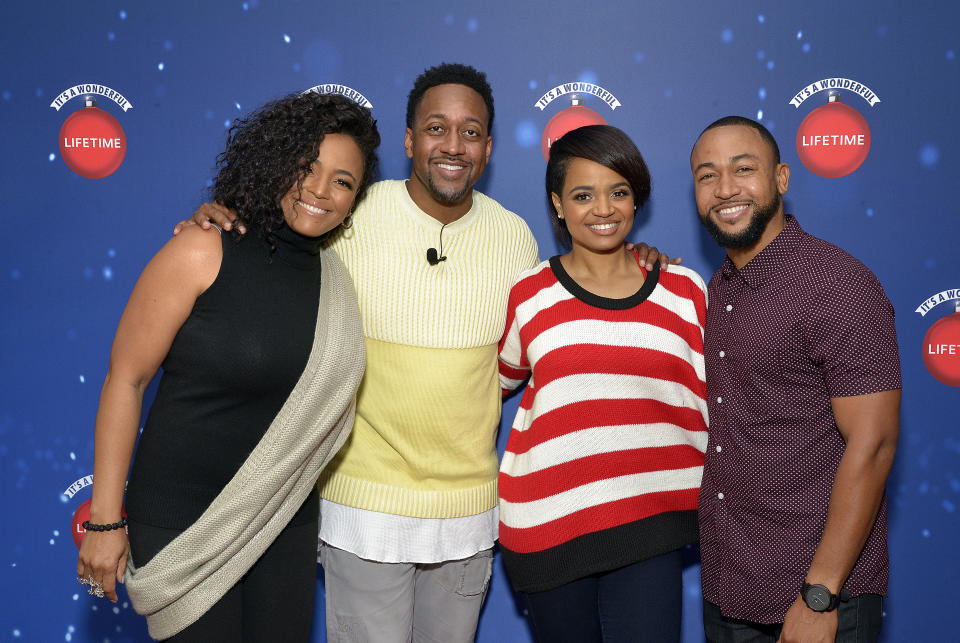 GLENDALE, CALIFORNIA - NOVEMBER 09:  (L - R) Actors Kim Fields, Jaleel White, Kyla Pratt and Percy Daggs III attend Say "Santa!" with It's A Wonderful Lifetime photo experience at Glendale Galleria on November 09, 2019 in Glendale, California. (Photo by Michael Tullberg/Getty Images)