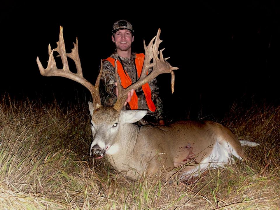 OSU student Cort Travis killed this nontypical white-tailed deer during the muzzleloader season less than three miles from campus.