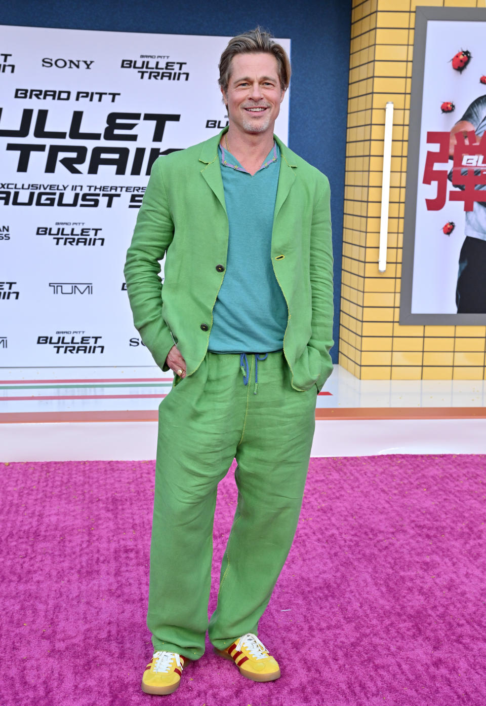 Brad Pitt at the Los Angeles premiere of Bullet Train in August. (Getty Images)