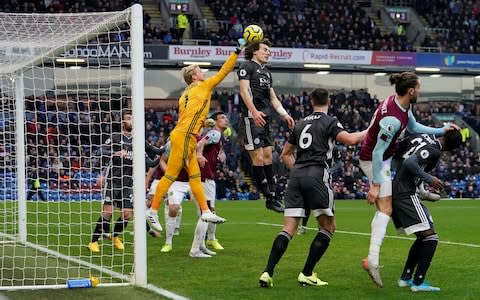  Leicester City's Kasper Schmeichel and Caglar Soyuncu in action - Credit: REUTERS