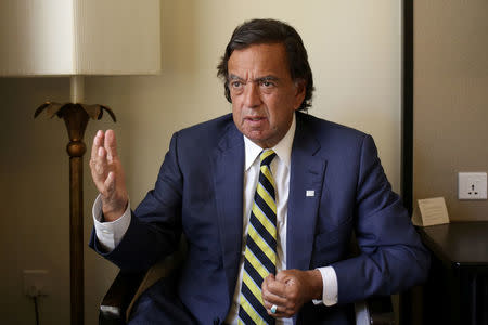 Former New Mexico governor Bill Richardson speaks during an interview with Reuters as a member of an international advisory board on the crisis of Rakhine state in Yangon, Myanmar January 24, 2018. REUTERS/Ann Wang