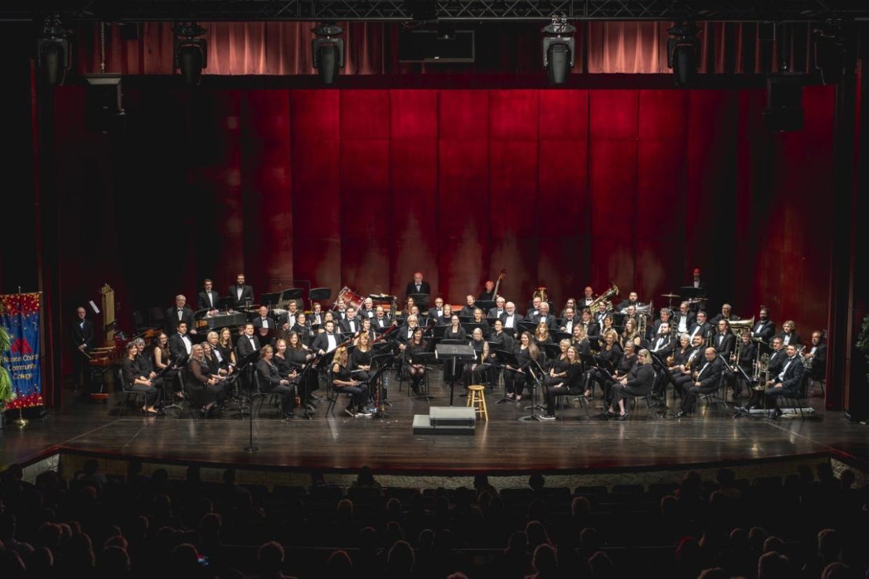 The College/Community Symphony Band from Monroe County Community College is shown at its October concert.