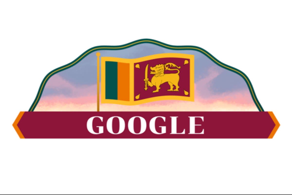 The 4 February Google Doodle depicted the Sri Lankan flag waving in the sky  (Google Doodle)