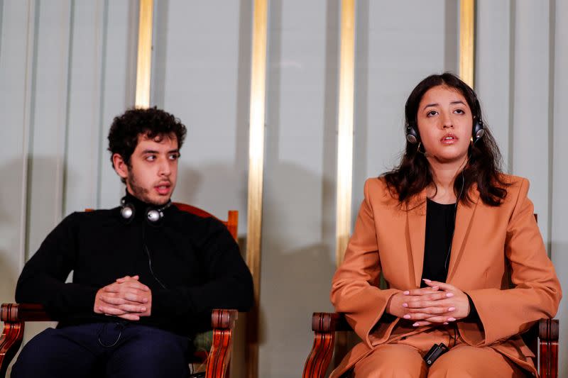 Press conference with the husband and children of this year's winner of the Nobel Peace Prize