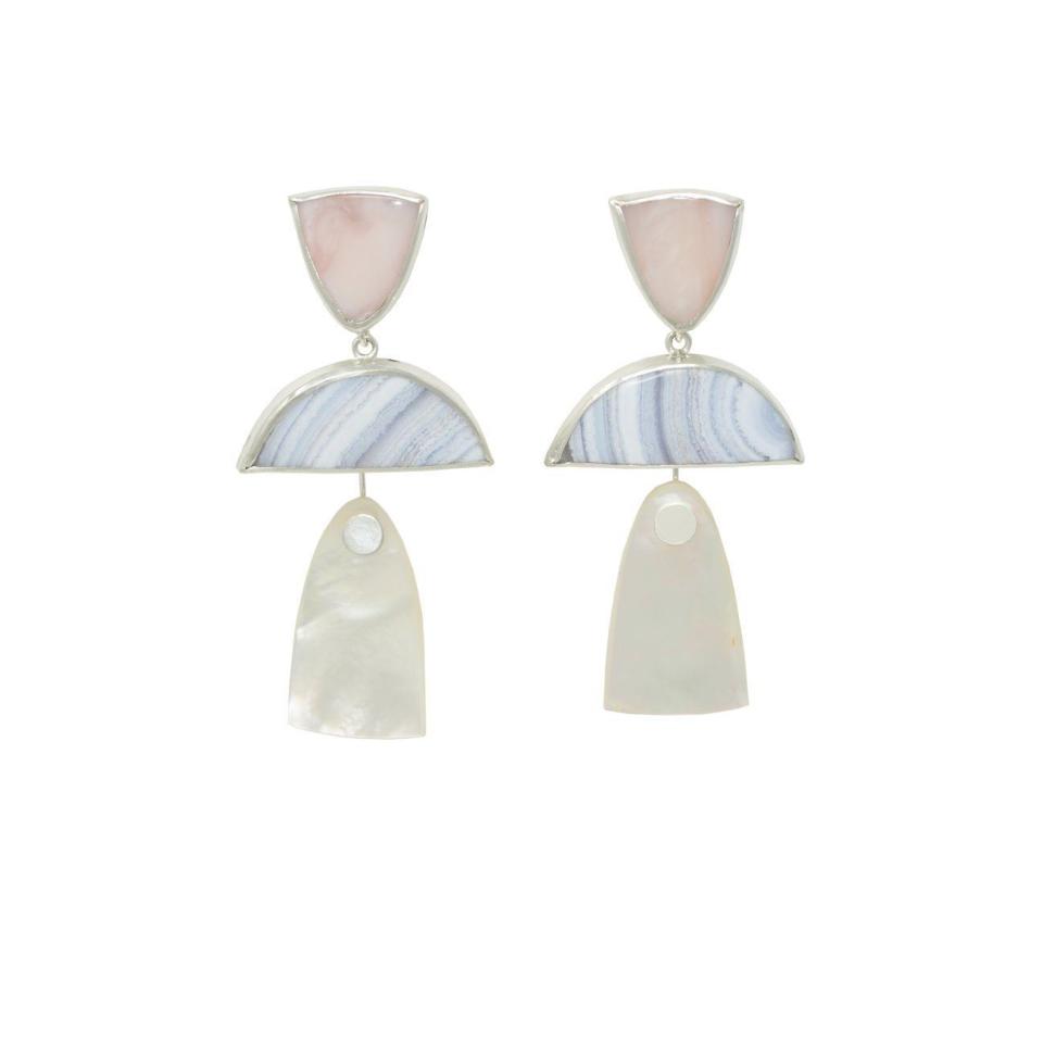 17) Trio Drops / Pink Opal, Blue Lace Agate, Mother of Pearl