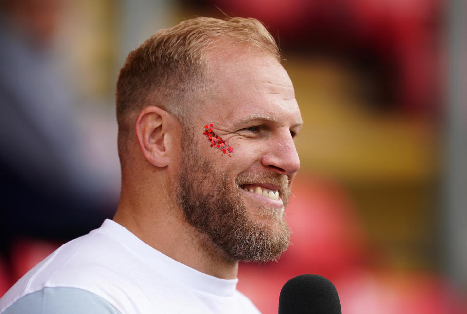 Former England senior men player James Haskell before the TikTok Women's Six Nations match at Mattioli Woods Welford Road Stadium, Leicester. Picture date: Sunday April 24, 2022. (Photo by Mike Egerton/PA Images via Getty Images)