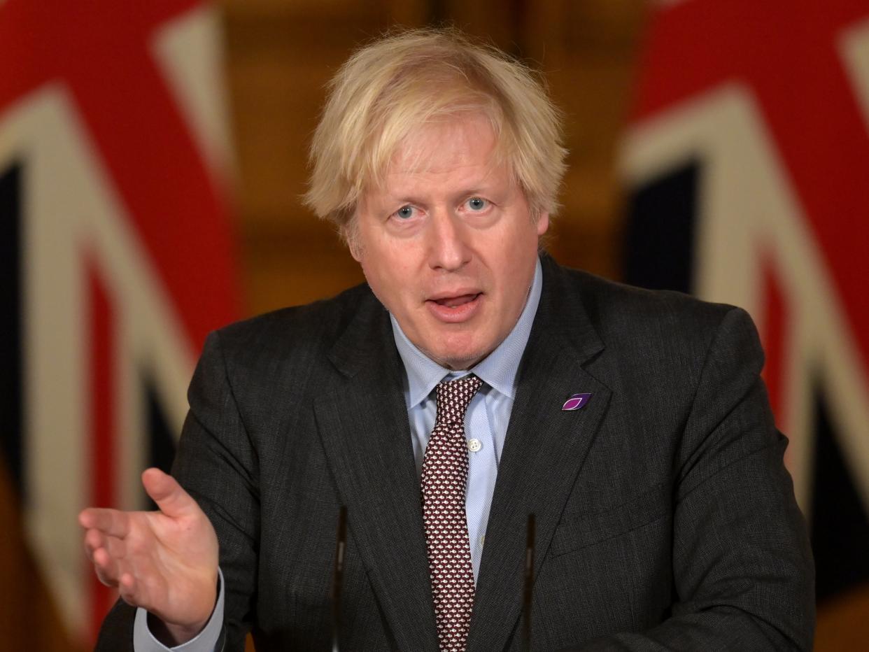 <p>Boris Johnson during a briefing from Downing Street</p> (Geoff Pugh - WPA Pool/Getty Images)