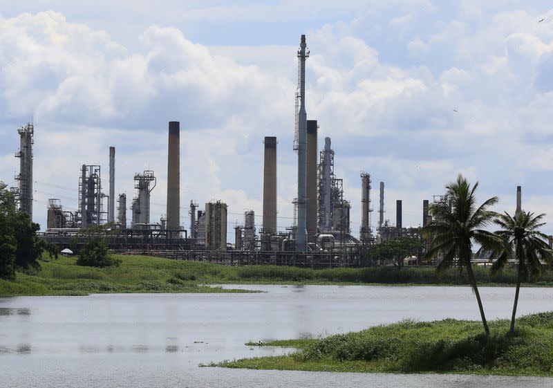 FILE PHOTO: The installations of an oil refinery operated by state-run Petrotrin are seen in Point-a-Pierre