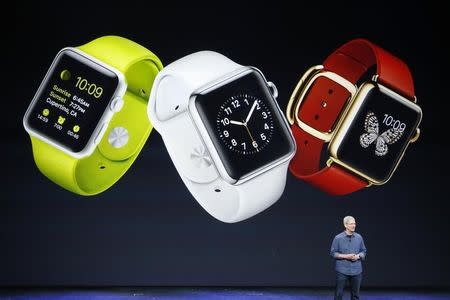 Apple CEO Tim Cook speaks about the Apple Watch during an Apple event at the Flint Center in Cupertino, California, September 9, 2014. REUTERS/Stephen Lam