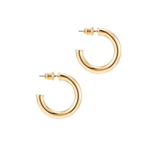 15) 14K Yellow Gold Colored Lightweight Chunky Open Hoops