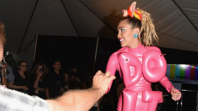 Miley, Miley, Miley! After a 2015 MTV Music Awards that involved Miley Cyrus being called out by Nicki Minaj, releasing a free surprise album, and exposing her nipple on TV, the 23-year-old "Wrecking Ball" singer kept the good times literally "rolling" as she passed around a joint in the press room backstage. <strong>PHOTOS: Best Dressed at the 2015 VMAs</strong> Getty Images We really can't stop Miley from being Miley. Getty Images In case you were wondering, she handed out avocados too. Getty Images <strong>PHOTO: Miley Cyrus Exposed Her Nipple Live During the 2015 VMAs! </strong> This whole night was crazy, awesome, ridiculous, nonsense. The MTV VMAs have not had a host for the past two shows, which Miley joked in her intro that they would return to after tonight. And we have to give it up -- with Kanye announcing his presidency, Nicki Minaj's acceptance speech, and everything Miley, it probably was the most entertaining awards show we've seen in quite some time. Now, let's sleep it off. MileyCyrus.com is now streaming <em>Miley Cyrus & Her Dead Petz</em>, her surprise album featuring a guest appearance from Big Sean. <strong>WATCH: Nicki Minaj Throws Epic Shade at Miley Cyrus During VMA Acceptance Speech </strong> Watch below.