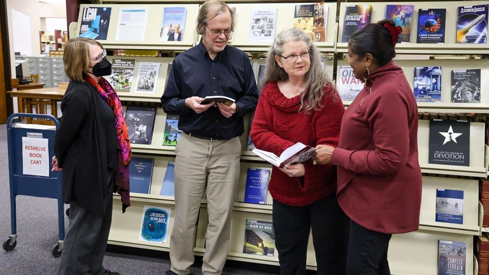 Carolyn Ottoson, from left, Dr. Marty Kuhlman, Dr. Jean Stuntz and Claudia Stuart discuss their efforts to chronicle and make available the history of Black residents in the Amarillo area. A new online repository is available through Cornette Library at West Texas A&M University.