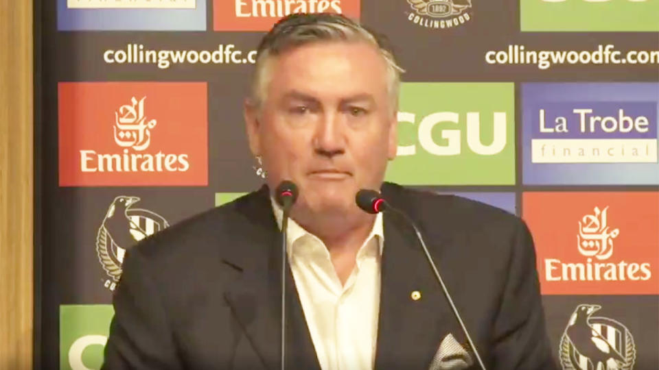 Pictured here, Eddie McGuire announced his intention to step down at a fan forum on Monday night.