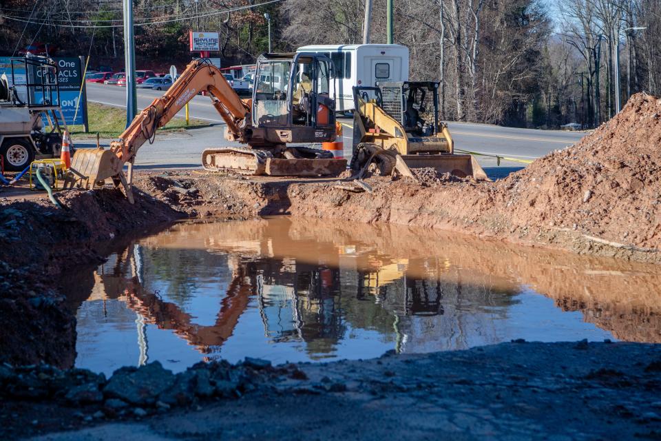 A sinkhole has opened in a parking lot on Sardis Road.