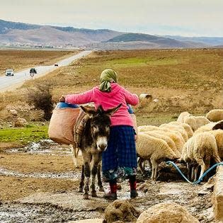 A woman gathering water in the desert. My February trip to Morocco included some sights and experiences in the Sahara Desert.