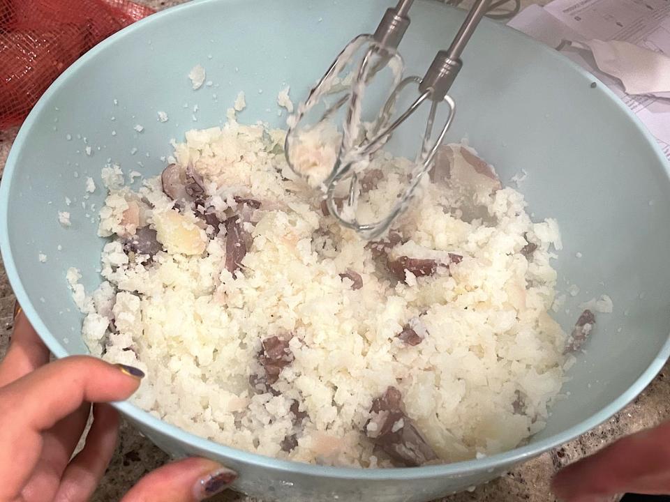 Mashing potatoes for Ina Garten's smashed potatoes