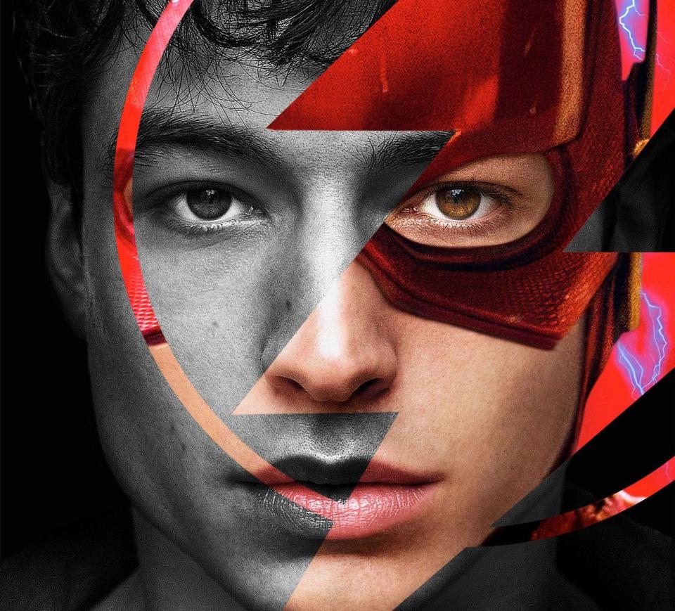 ezra miller as the flash in justice league poster