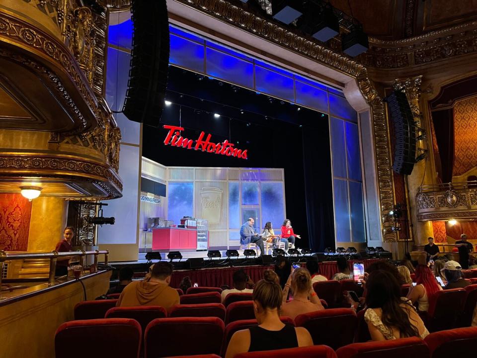 Producer Michael Rubinoff, left, conducts a Q&A with The Last Timbit castmembers, June 20, 2024.