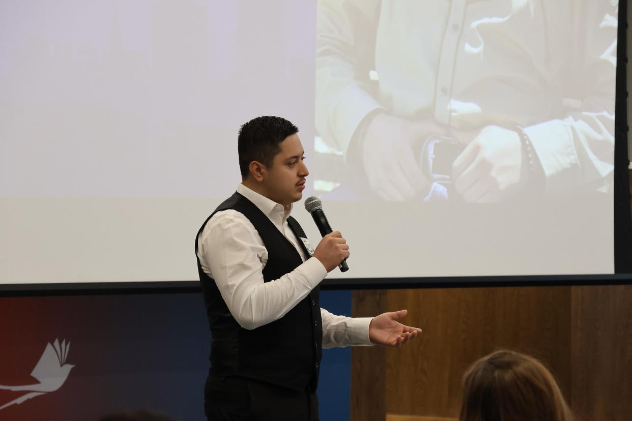 Student Fredy Lopez, Oklahoma City Public Schools teen superintendent, speaks during the State of the OKCPS meeting.