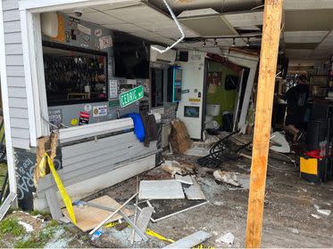 Car crashes into establishment in Laconia, NH. Credit Looney Bin Bar & Grille owner, Michelle Watson 