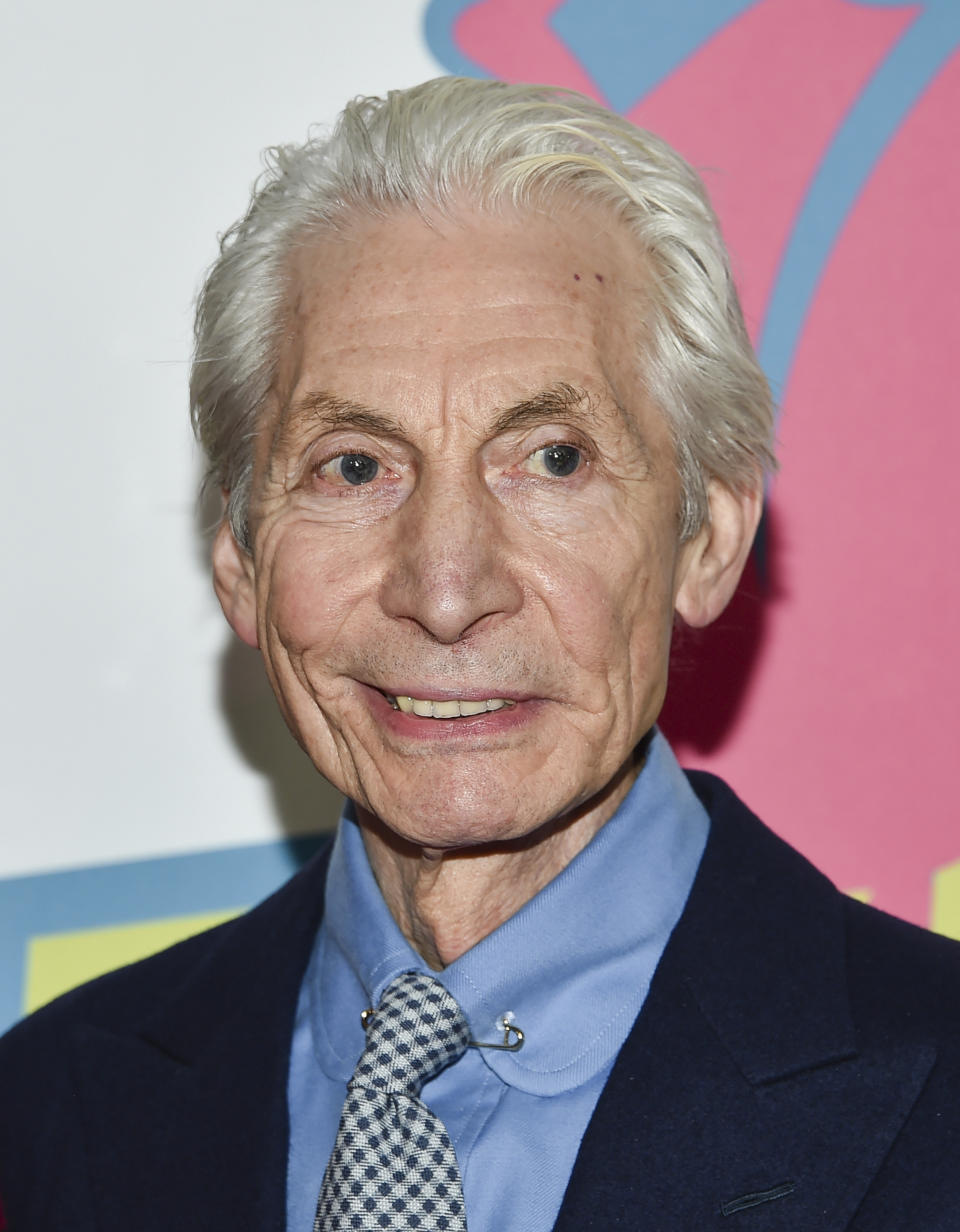 FILE - Rolling Stones Drummer Charlie Watts attends The Rolling Stones "Exhibitionism" exhibit opening night party on Nov. 15, 2016, in New York. Watts' publicist, Bernard Doherty, said Watts passed away peacefully in a London hospital surrounded by his family on Tuesday, Aug. 24, 2021. He was 80. (Photo by Evan Agostini/Invision/AP, File)