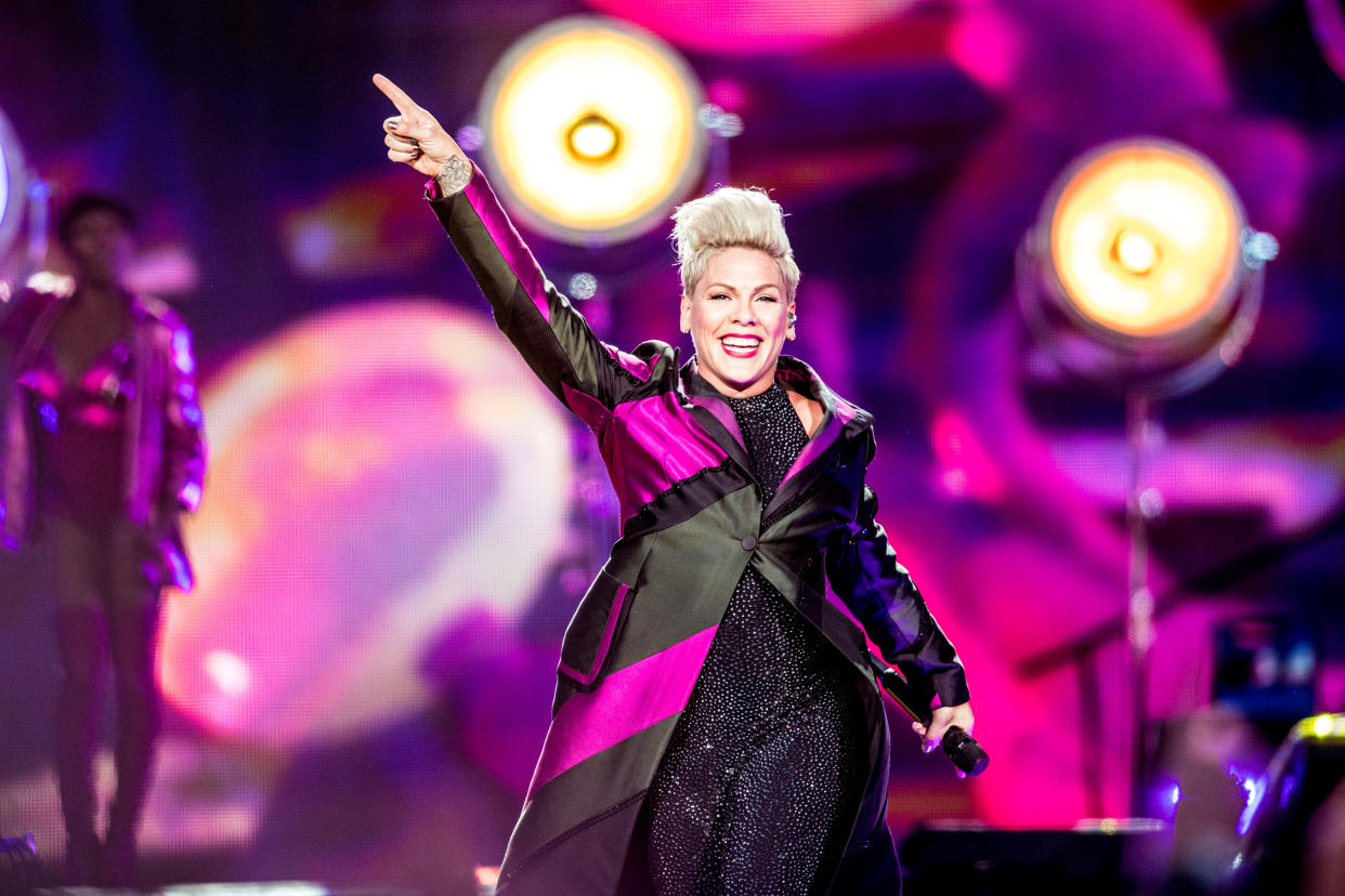 Pink performs during her "Beautiful Trauma World Tour 2019" concert in Horsens, Denmark on Aug. 7.&nbsp; (Photo: Ritzau Scanpix Denmark / Reuters)