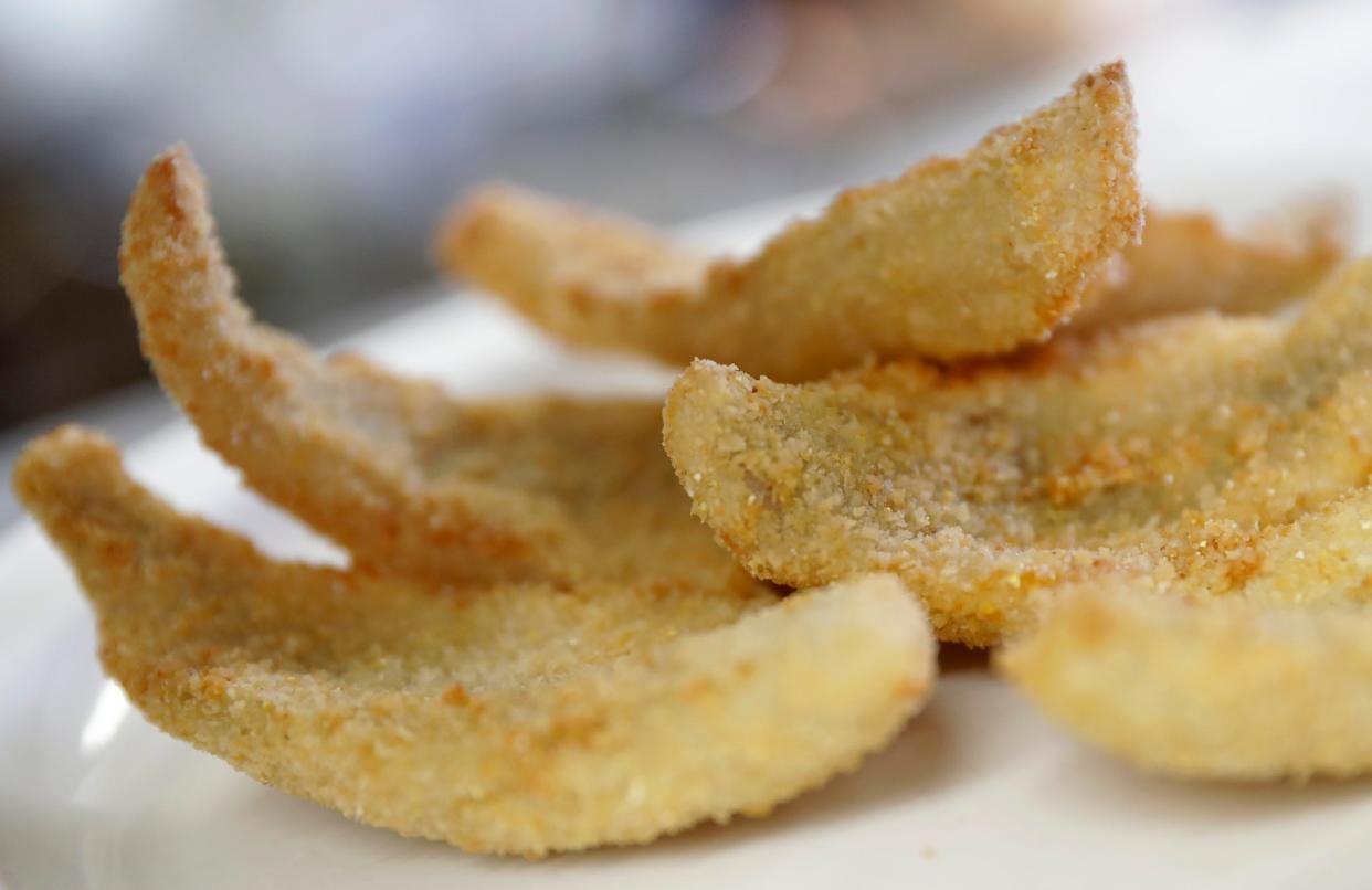 Perch fresh from the fryer during the Friday night fish fry at Van Abel's of Hollandtown on Friday February 12, 2021, in Kaukauna, Wis. Wm. Glasheen USA TODAY NETWORK-Wisconsin