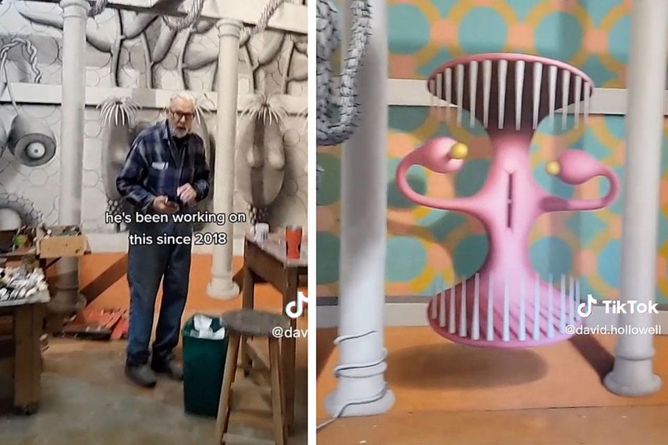 David Hollowell TikTok side by side art and man