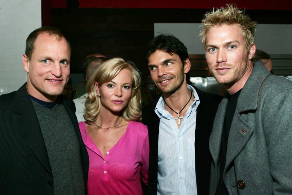 Woody Harrelson, Pure Food and Wine chef Sarma Melngailis, Pure Food and Wine chef Matthew Kenney and actor Jason Lewis at the celebration of the documentary film "Go Further"